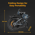 Jasion X - Hunter Electric Bike for Adults, 750W Motor Electric Bicycle with 48V 13AH Removable Battery, 20" X4.0 Fat Tire Folding Ebike, Full Suspension, 7 - Speed Bicycles