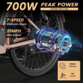 MOONCOOL Electric Bicycle for Adults 350W, 7 - Speed Ebike with 36V 10.4ah Removable Battery， 40 Miles Range, 20 Mph Electric Commuter Bike for Women Men, Certified to UL 2849 by SGS