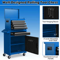 2 - in - 1 Rolling Tool Chest, 5-Drawer Tool Storage Cabinet with Wheels, Adjustable Shelf, Tool Box Organizer for Garage Warehouse Workshop