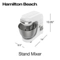 Hamilton Beach 4 Quart Stand Mixer for Kitchen, 7 Speeds, Tilt - Head, Dough Hook, Whisk & Flat Beater, White