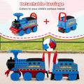 6V 2 - Seater Ride On Train with Detachable Carriage, Under - Seat Storage, Whistle & Flashing LED Lights, Trackless Electric Ride On Toy for Kids