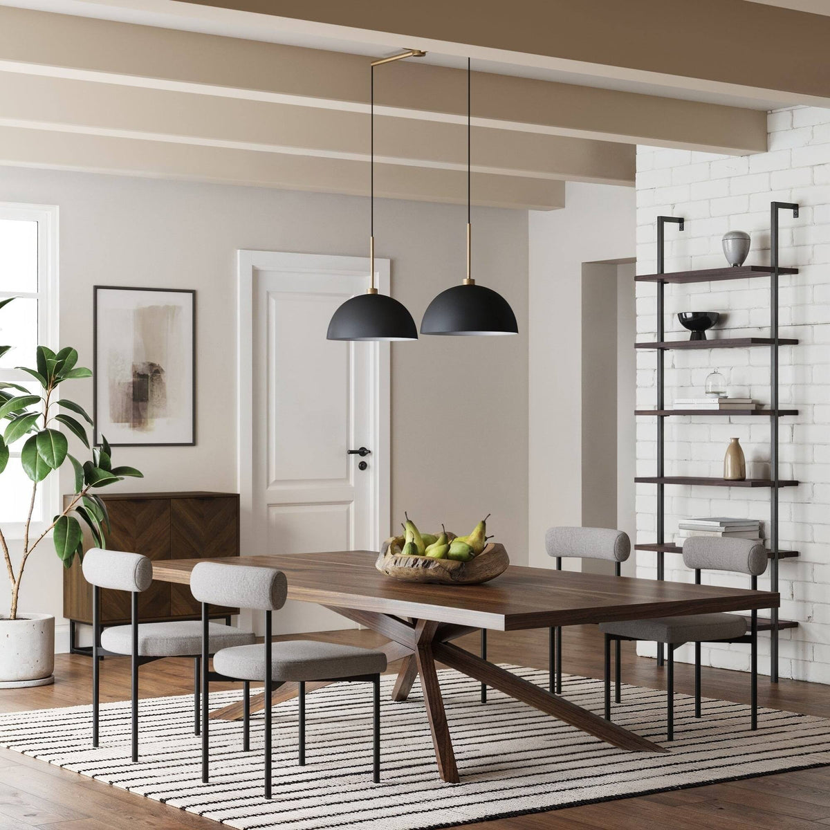 Nathan James Percy Modern 2-Light Pendant Island Light Fixture, Hanging Lights with Metal Shade and Adjustable Cord, for Kitchen, Living Room, Black