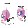 KFFKFF Ride - on Kids Luggage, 20 L Capacity, 20 - Inch Scooter Suitcase with Flashing PU Wheels, Adjustable Handle & Non - Slip Grip, Foldable and Lightweight Travel Companion for Children Aged 5+, Purple