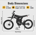 2400W Ridingtimes GT73 2400W 48V Electric Motorbike 18.2ah*2 Electric BIKE UL2849 with 25" Tires Digital Screen Carbon Steel, BLACK