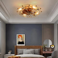Industrial Cage Ceiling Fan - Low - Profile 7 - Blade Fan with Remote & Light - Modern Rustic Cooling for Small Spaces