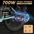 MOONCOOL Electric Bicycle for Adults 350W, 7 - Speed Ebike with 36V 10.4ah Removable Battery， 40 Miles Range, 20 Mph Electric Commuter Bike for Women Men, Certified to UL 2849 by SGS