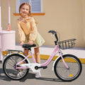 20 in Kids Bike for Boys Girls, 1 Speed Children Bicycle with Basket, Rear Seat, Chain Guard, Coaster Brake and V - Brake, Steel Frame Kids Bike for Ages 6 - 12 Years Old Birthday Gift, Purple