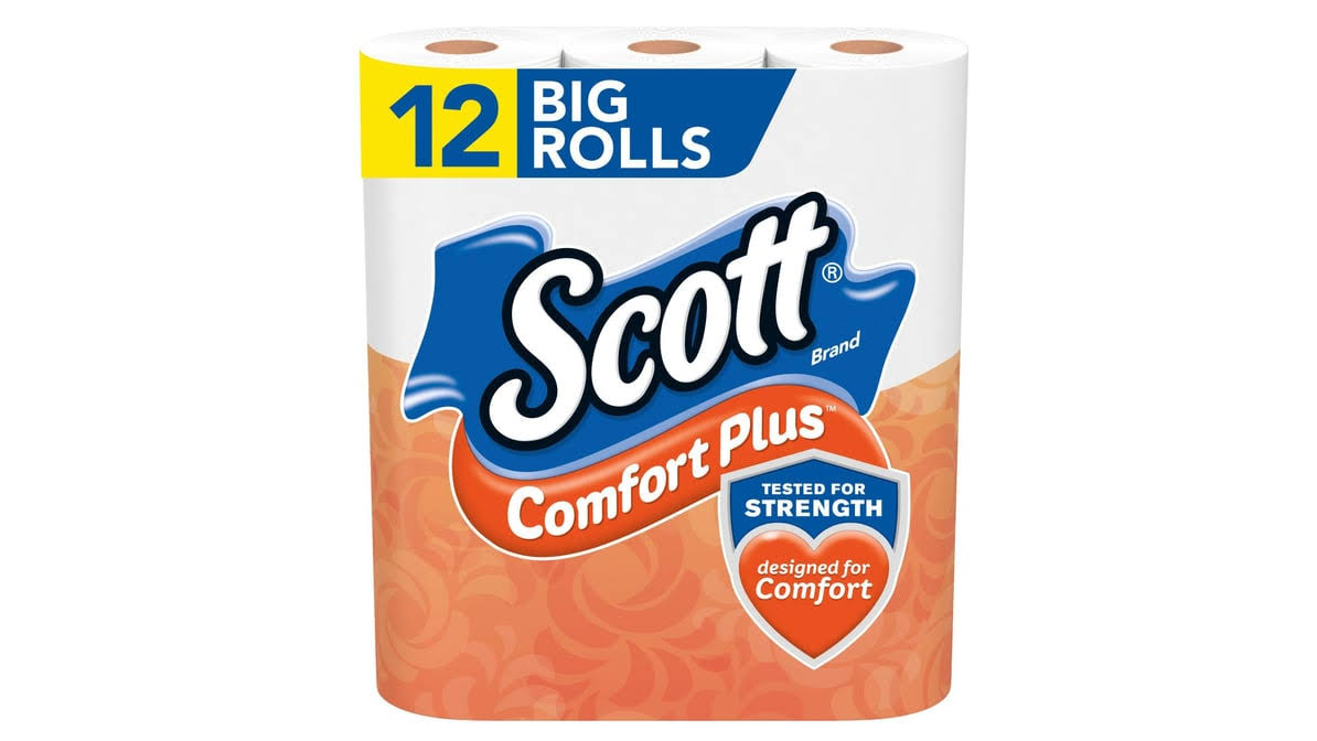 Scott Bathroom Tissue, Unscented, Comfort Plus, 1 Ply - 12 rolls