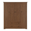Freestanding 4 - Door Wardrobe Armoire with 2 Drawers and Hanging Rods for Clothes Storage