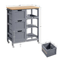 Kitchen Island Cart on Wheels with Storage, Solid Wood Top, 3 Drawers and Removable Shelves, Rolling Utility Cart, Dark Gray