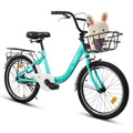 20 in Kids Bike for Boys Girls, 1 Speed Children Bicycle with Basket, Rear Seat, Chain Guard, Coaster Brake and V - Brake, Steel Frame Kids Bike for Ages 6 - 12 Years Old Birthday Gift, Purple
