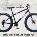 26" Mongoose Dolomite Mens Fat Tire Bike, 7 Speeds, Adults Age 13+, Black