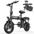 14" Electric Bike with Dual Front Suspension，500w Folding Ebike, up to 25miles 20MPH, 48V Removable Lithium - Battery, Stylish 14" Foldable Commuting Electric Bicycle for Women & Men
