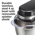 Hamilton Beach 4 Quart Stand Mixer for Kitchen, 7 Speeds, Tilt - Head, Dough Hook, Whisk & Flat Beater, White