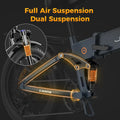 Jasion X - Hunter Electric Bike for Adults, 750W Motor Electric Bicycle with 48V 13AH Removable Battery, 20" X4.0 Fat Tire Folding Ebike, Full Suspension, 7 - Speed Bicycles