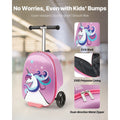 KFFKFF Ride - on Kids Luggage, 20 L Capacity, 20 - Inch Scooter Suitcase with Flashing PU Wheels, Adjustable Handle & Non - Slip Grip, Foldable and Lightweight Travel Companion for Children Aged 5+, Purple