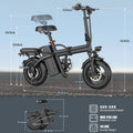 14" Electric Bike with Dual Front Suspension，500w Folding Ebike, up to 25miles 20MPH, 48V Removable Lithium - Battery, Stylish 14" Foldable Commuting Electric Bicycle for Women & Men