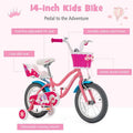 14"/18" Kids Bicycle with Removable Training Wheels, Coaster Brake, Handbrake, Basket & Doll Chair, Toddler Girls & Boys Bike for Age 3-9