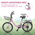 20 in Kids Bike for Boys Girls, 1 Speed Children Bicycle with Basket, Rear Seat, Chain Guard, Coaster Brake and V - Brake, Steel Frame Kids Bike for Ages 6 - 12 Years Old Birthday Gift, Purple