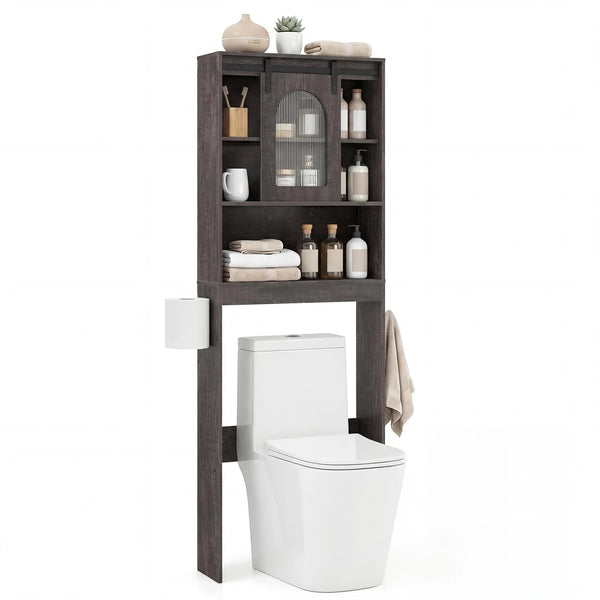 Tangkula Over Toilet Storage Cabinet with Sliding Barn Door