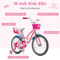 14"/18" Kids Bicycle with Removable Training Wheels, Coaster Brake, Handbrake, Basket & Doll Chair, Toddler Girls & Boys Bike for Age 3-9