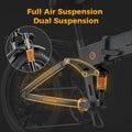 Jasion X - Hunter Electric Bike for Adults, 750W Motor Electric Bicycle with 48V 13AH Removable Battery, 20" X4.0 Fat Tire Folding Ebike, Full Suspension, 7 - Speed Bicycles