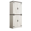 71" Tall Farmhouse Kitchen Pantry Cabinet, 5 Layers Storage Cabinet with Adjustable Shelves, Farmhouse Pantry Cabinet with 4 Barn Doors