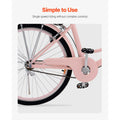 KFFKFF 26" Cruiser Bike, Single Speed, Rosé - Colored Seaside Cycling Bike with Spacious Basket and Back Stand, Reliable & Robust Leisure Bicycle with Modifiable Saddle