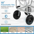 Portable Garden Hose Reel Cart Holds 300FT of 5/8" Large Capacity, Heavy - Duty Metal Hose Cart with 4 Wheels & Storage Basket for Lawn Yard