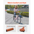 KFFKFF 26" Cruiser Bike, Single Speed, Rosé - Colored Seaside Cycling Bike with Spacious Basket and Back Stand, Reliable & Robust Leisure Bicycle with Modifiable Saddle
