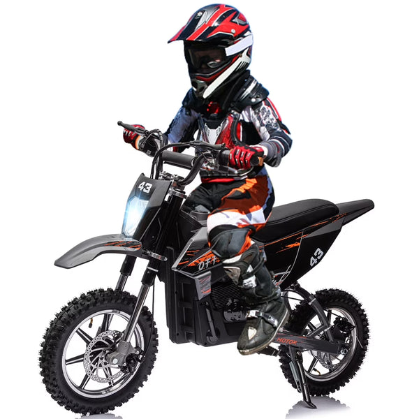 Electric Dirt Bike for Kids, 36V Ride on Motorcycle, up to 15.5MPH, 350W Brushless Motor, LED Headlight, Leather Seat, Front and Back Brakes, Electric Motorcycle for Kids Age 8 - 16, Max Load 175 lb