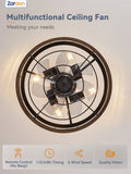 Zardon 52 in Black Ceiling Fan with LED Light and Remote, Downrod 6-Speed and Quiet Reversible DC Motor for Bedroom, Living Room, Indoor