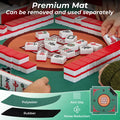 Costway 35" Folding Mahjong Table with Cup Holders & Smooth Felt Mat Carrying Handle Green