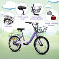 20 in Kids Bike for Boys Girls, 1 Speed Children Bicycle with Basket, Rear Seat, Chain Guard, Coaster Brake and V - Brake, Steel Frame Kids Bike for Ages 6 - 12 Years Old Birthday Gift, Purple