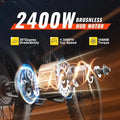 Riding'Times GT73 Electric Dirt Bike for Adults 2400W 48V 37MPH 36.4AH Dual Battery 85 Miles Range 25" Tires UL2849 Full Suspension