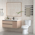 Two - Piece Elongated 1.28 GPF Siphonic Flush Toilet with Soft Close Seat, Universal Height ADA Cotton White (Toilet Seat Included)