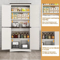 71" Tall Farmhouse Kitchen Pantry Cabinet, 5 Layers Storage Cabinet with Adjustable Shelves, Farmhouse Pantry Cabinet with 4 Barn Doors