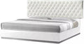 3 Piece Modern Bedroom Furniture Set, California King Platform Bed with 2x Nightstand, White Lacquer Finish