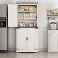 71" Tall Farmhouse Kitchen Pantry Cabinet, 5 Layers Storage Cabinet with Adjustable Shelves, Farmhouse Pantry Cabinet with 4 Barn Doors