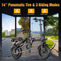 ASKGO 1200W Peak Motor, Folding Electric Bike for Adults Teens, 14'' Commuting Bike, Max 28MPH/35 Miles E - Bike, 3 Speed Double Mini Electric Bike, UL2849