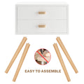 Syngar Nightstand Set of 2, Modern Bedside Tables with 2 Drawers, Storage Shelf and Wood Handles, White Bedroom Furniture