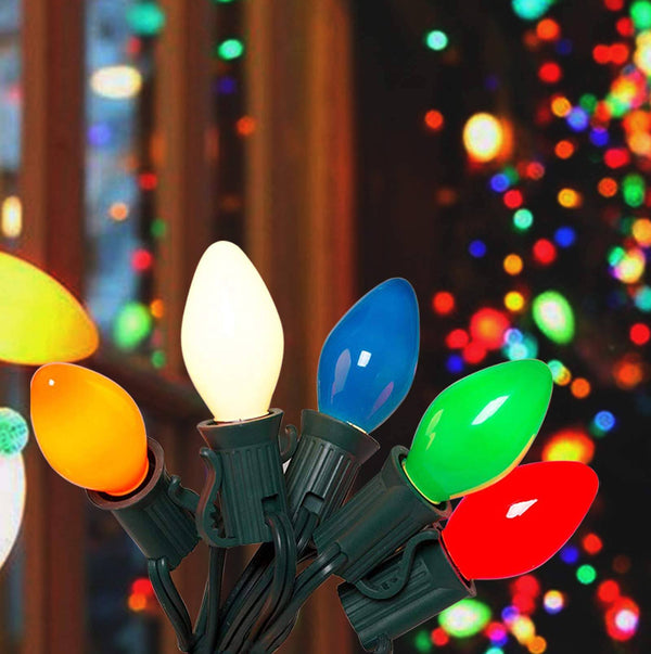 Boutique Window 25ft Outdoor C7 Multicolored Ceramic Christmas Lights String Set - Multicolor