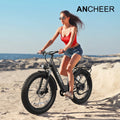 ANCHEER Electric Bike for Adults, 750W Ebike, 28MPH 60miles Electric Mountain Bike, 26" Fat Tire Electric Bicycle with 48V 15AH Battery, Rear Rack, Lockable Suspension Fork, 7 Speed, UL2849