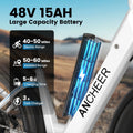 ANCHEER Electric Bike for Adults, 750W Ebike, 28MPH 60miles Electric Mountain Bike, 26" Fat Tire Electric Bicycle with 48V 15AH Battery, Rear Rack, Lockable Suspension Fork, 7 Speed, UL2849