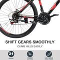 Ubesgoo 26" Lightweight Explorer Mountain Bike, 21 - Speed for Men and Women Disc Brakes & Suspension, Red/Black