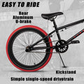 Cubsala 20 in Kids BMX Bike Freestylefor Age 6 - 14 Years Old Boys Girls with 4 Pegs, Black with Red Tires