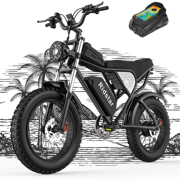 Ridstar Electric Biycle for Adults, 1200W 32MPH, 48V 20AH Electric Dirt Bike, 20" Fat Tire 7 Speed Mountain Bike UL2849