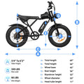 YVY 1500W Electric Bike for Adults, 33MPH 20'' Fat Tire Electric Motorcycle, 48V 20AH Removable Battery, 30 - 60 Miles Mountain Bike UL2849
