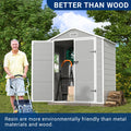 ELPOSUN Outdoor Storage Shed 6x4.5 Ft, Resin Outside Sheds & Outdoor Storage Plastic for Trash Can, Bike, Lawnmower, Generator, Tool Shed with Lockable Door for Backyard, Lawn, Patio, Grey & White