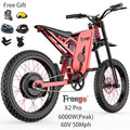 6000W(Peak) Motor 60V/30ah Battery Freego X2pro Electric Motorcycle for Adults, Electric Bike, 50MPH/7 Speed Off Road Electric Bicycle, 19x2 Full Suspension/Four - Piston Hydraulic Brake UL2849MTB